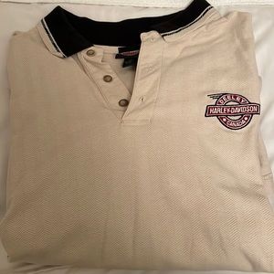 Harley Davidson mens cream and blue short sleeve polo. Size xxl. 100 % cotton